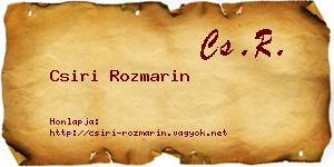 Csiri Rozmarin névjegykártya